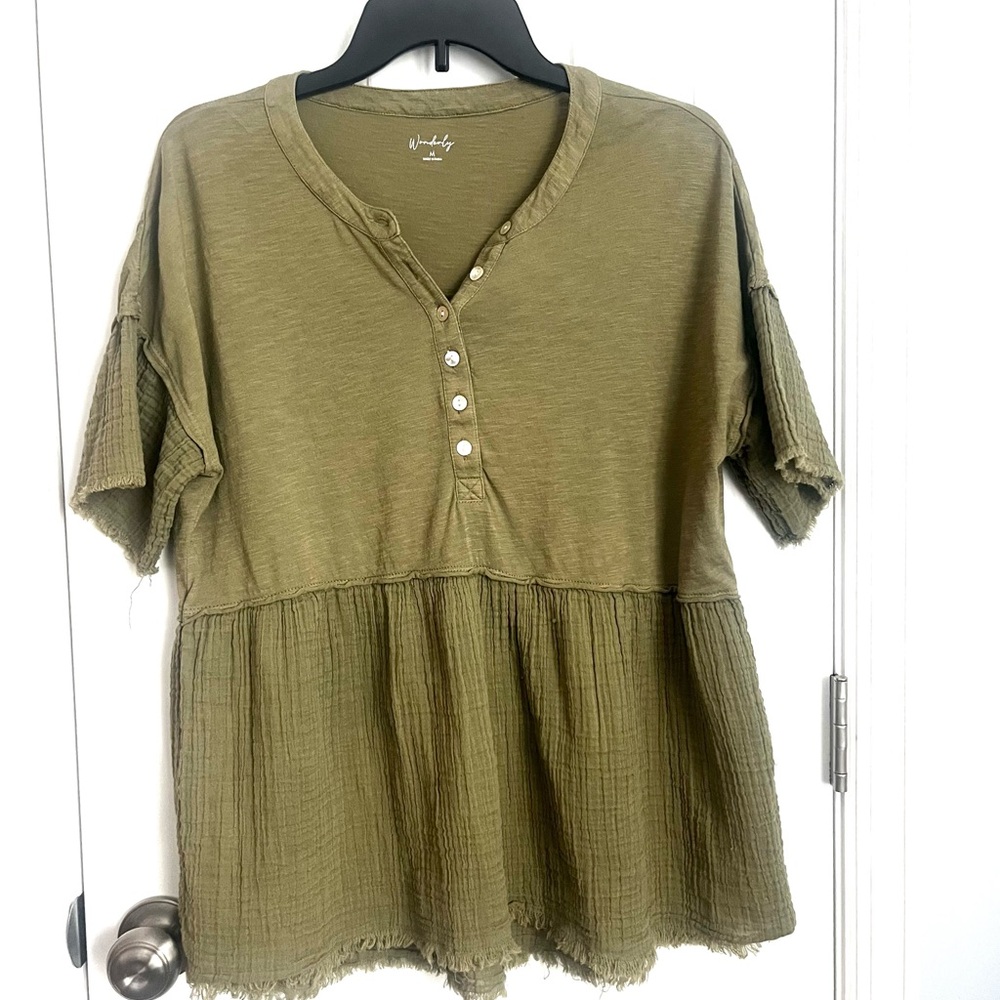 Wonderly Olive Green Peplum Blouse